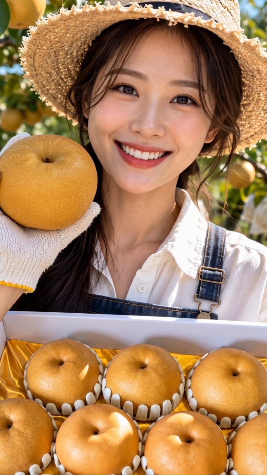신고배와 선물 상자를 소개하는 배순이 브랜드 이미지
